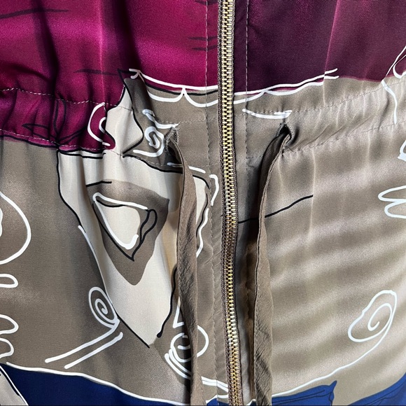 Vintage Abstract Print Zip Jacket With Drawstring Plus Size 1X - Picture 6 of 9